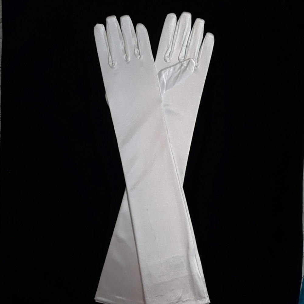 White Satin Gloves